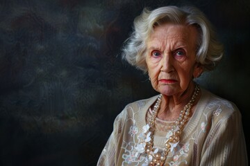 Portrait of a Stern Mother-in-Law with Disapproving Glare - obrazy, fototapety, plakaty