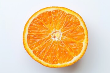 Fototapeta premium Slice of orange on white background, top view. Citrus fruit vitamins C