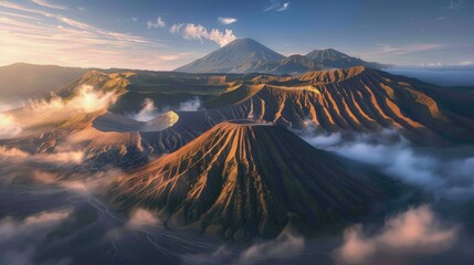 Explore the stunning landscape of Mount Bromo, situated in Indonesia - obrazy, fototapety, plakaty