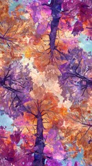 Obraz na płótnie Canvas Gemstone leaves amethyst maples, quartz oaks, and topaz birches casting colorful, metallic glints as sunlight filters through them, kaleidoscope of hues style created with Generative AI Technology