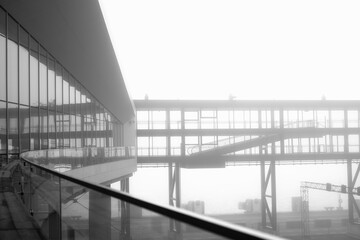 passenger terminal in the western port of Helsinki in heavy fog