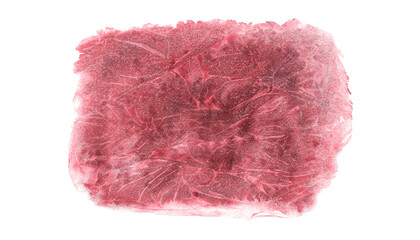 Red abstract texture isolated on white. Blood color watercolor geometric stain. Wine paint stroke with wash. Brushed background. Aquarelle splash. Flame, fire. Illustration for card, party design