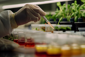 In a sophisticated laboratory setting, experts conduct detailed examinations and experiments on genetically modified biological materials to assess their safety.