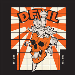 Human head skull surrounded by chains	