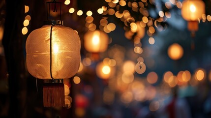 Beautiful lanterns in street to celebrate Chinese lunar new year.