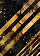 Illustrate an elegant and refined design with a prompt showcasing an abstract template adorned with gold and black stripes