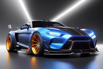 A Futuristic Concept Muscle Car with Striking RGB LED Autonomous car self driving super sports car