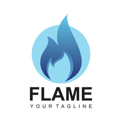 modern blue Fire logo design template