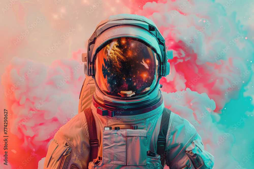 Aufkleber astronaut in a spacesuit in pop art style