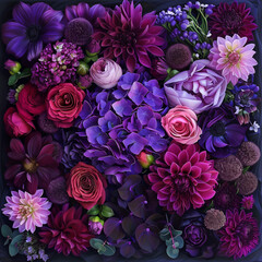 Fototapeta premium Blue hydrangea arragement on table