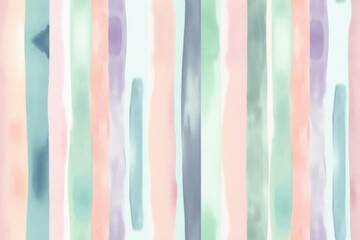 Seamless abstract pastel watercolor background with stripes of lavender, mint, and peach, ideal for a soothing meditation app interface or creative journal covers.