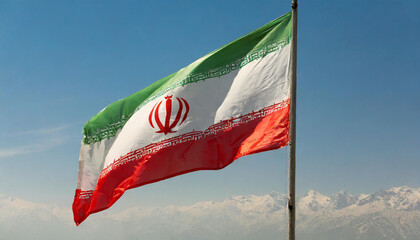 Fahne, die Nationalfahne von Iran flattert im Wind - obrazy, fototapety, plakaty