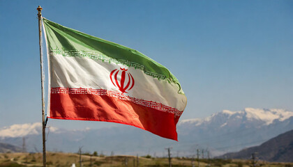 Fahne, die Nationalfahne von Iran flattert im Wind - obrazy, fototapety, plakaty