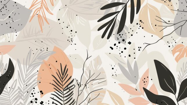 Stylish botanical pattern with a modern palette, ideal for contemporary interior decor, wallpapers, and chic fabric designs.