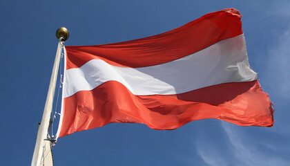 Fahne, die Nationalfahne von Österreich flattert im Wind - obrazy, fototapety, plakaty