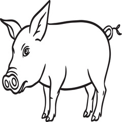 Pig coloring pages. Pig outline vector image