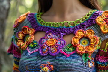 Colorful crochet blouse Irish lace