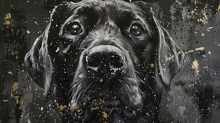 Visualize an elegant canvas portraying the expressive face of a black lab - Powered by Adobe