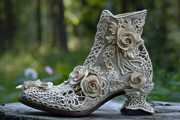 Delicate light stylish crocheted shoes