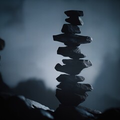 Rocks balancing. Background for design, print, card (greeting card), banner, poster, flyer, advertising, wallpaper.