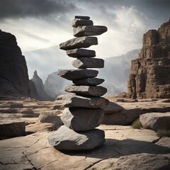 Rocks balancing. Background for design, print, card (greeting card), banner, poster, flyer, advertising, wallpaper.