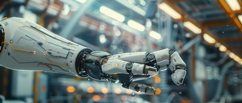 Amidst the clang and clamor of the factory floor, the robotic arm stands out like a work of art, its hyperrealistic details capturing the imagination of all who behold it.