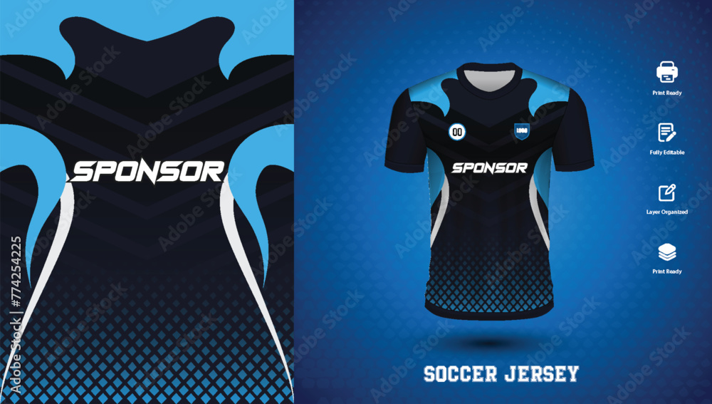 Wall mural soccer jersey design for sublimation or sports tshirt design for cricket football - Wall murals