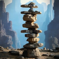 Rocks balancing. Background for design, print, card (greeting card), banner, poster, flyer, advertising, wallpaper.