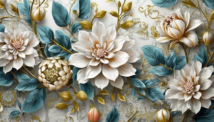 Dynamic 3D Flowers Wallpaper: Blooming Bouquets