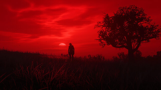 Bloody red sky scenic apocalyptic vibe