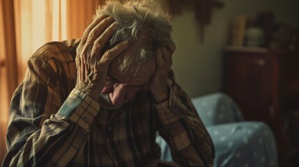 Senior person feel pain sick at home