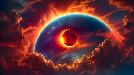 A vibrant sky with a solar eclipse.