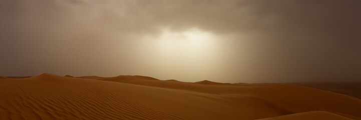 desert, sandstorm with cloudy sky - obrazy, fototapety, plakaty