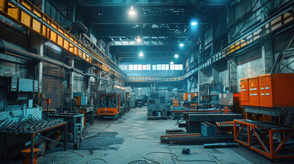 Naklejka premium The interior of the metalworking shop. The interior of the metalworking shop. Modern industrial enterprise