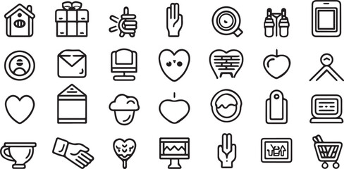 Charity Thin Line Icons set Vector on white background