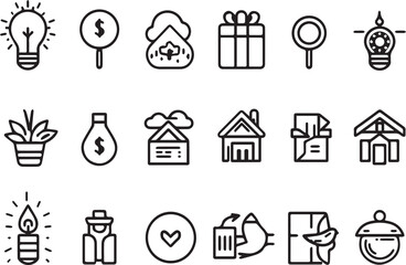 Charity Thin Line Icons set Vector on white background