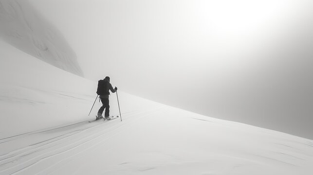 Silhouette of a skier in the mountains