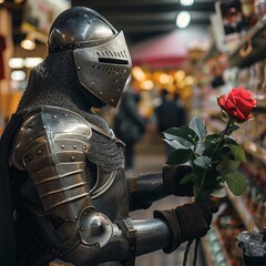 Sant Jordi knight with the rose for the princess - obrazy, fototapety, plakaty