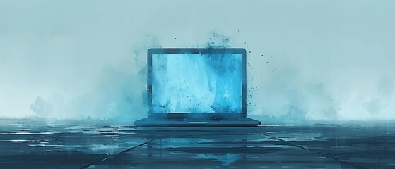Modern Laptop with Paint Splashes as Artwork Concept