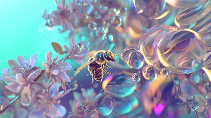 Schilderijen op glas a bee in liquid glass © Sofiia Bakh