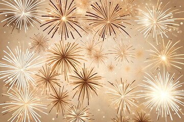 Sparkling firework beige background vector new year celebration