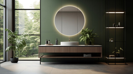 Modern minimal bathroom interior with washbasin - 774260424