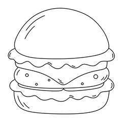 Cartoon burger line Icon.