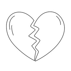 Broken heart line icon.