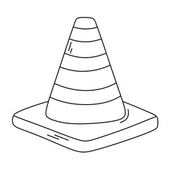Cartoon Traffic Road Cone line Icon.