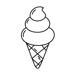 Cartoon Ice Cream Cone line Icon.