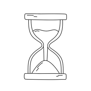 Hourglass with sand line icon.