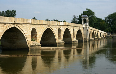 Fototapeta premium Meric Bridge, located in Edirne, Turkey, was built in 1847.