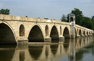 Meric Bridge, located in Edirne, Turkey, was built in 1847. - obrazy, fototapety, plakaty