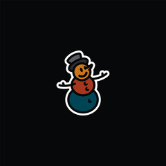 Original vector illustration. The icon of a kind snowman in a top hat.